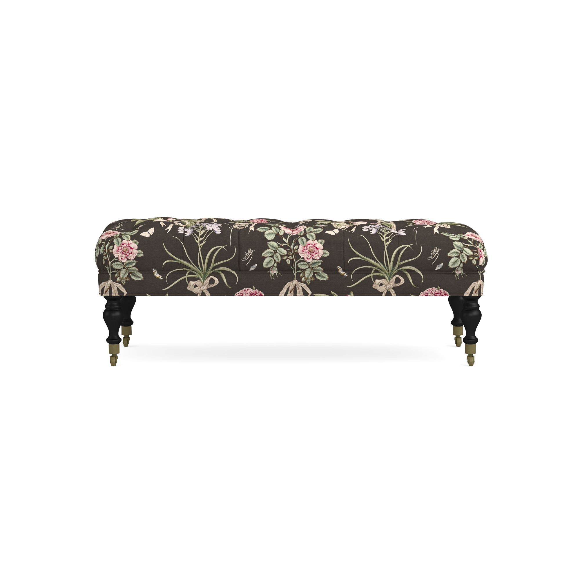 Sanderson x Giles Deacon Fairfax Bench Ottoman, Turned Leg with Tufted Top (26-61)