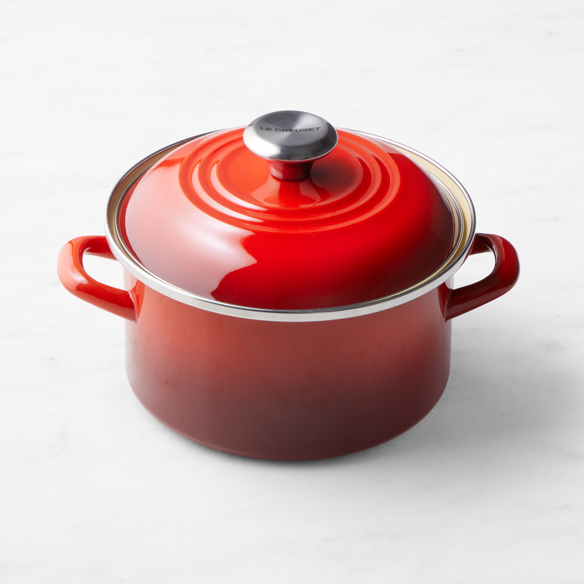 Le Creuset Enameled-Steel Stock Pot with Stainless-Steel Knob