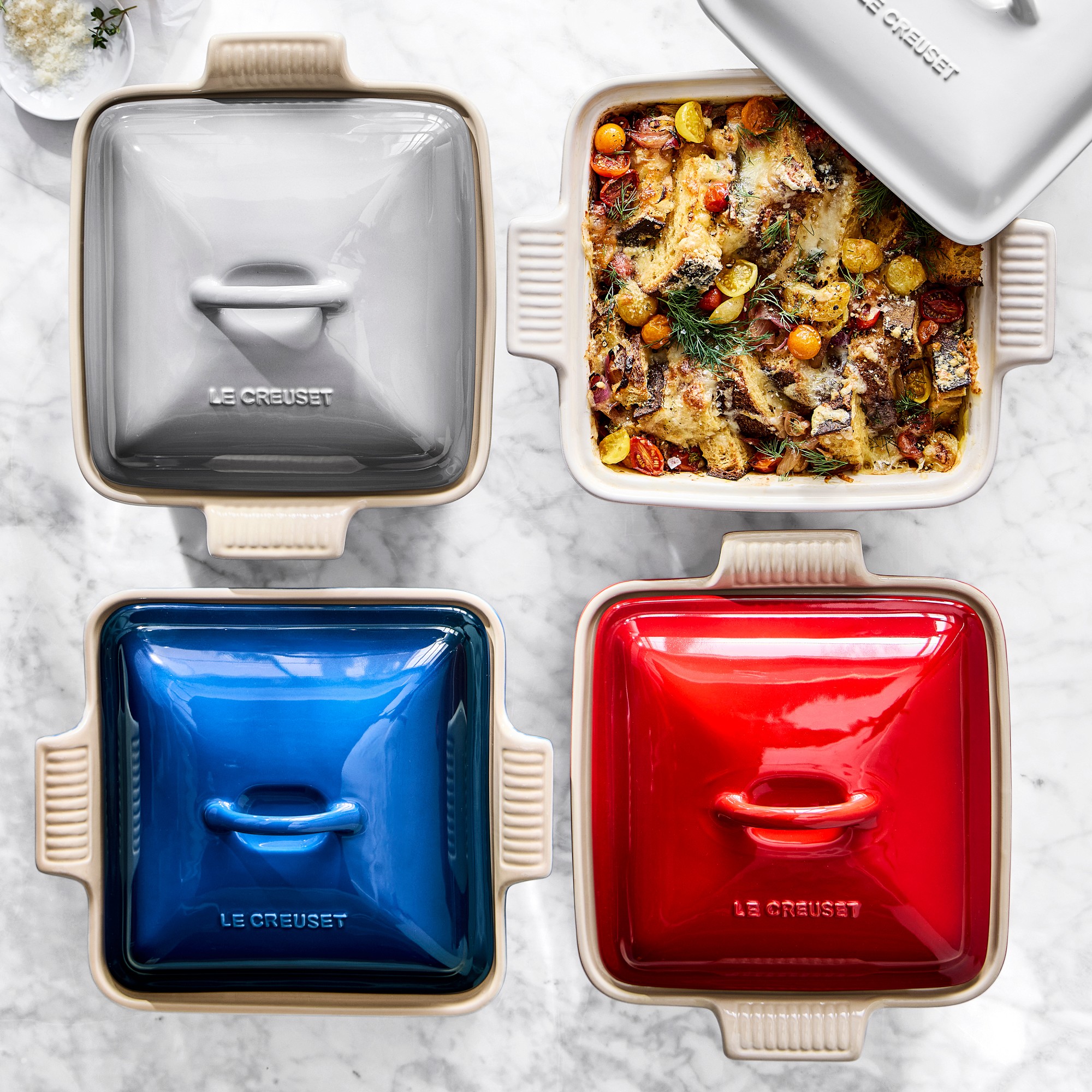 Le Creuset Stoneware Heritage Covered Square Baker, 4-Qt.