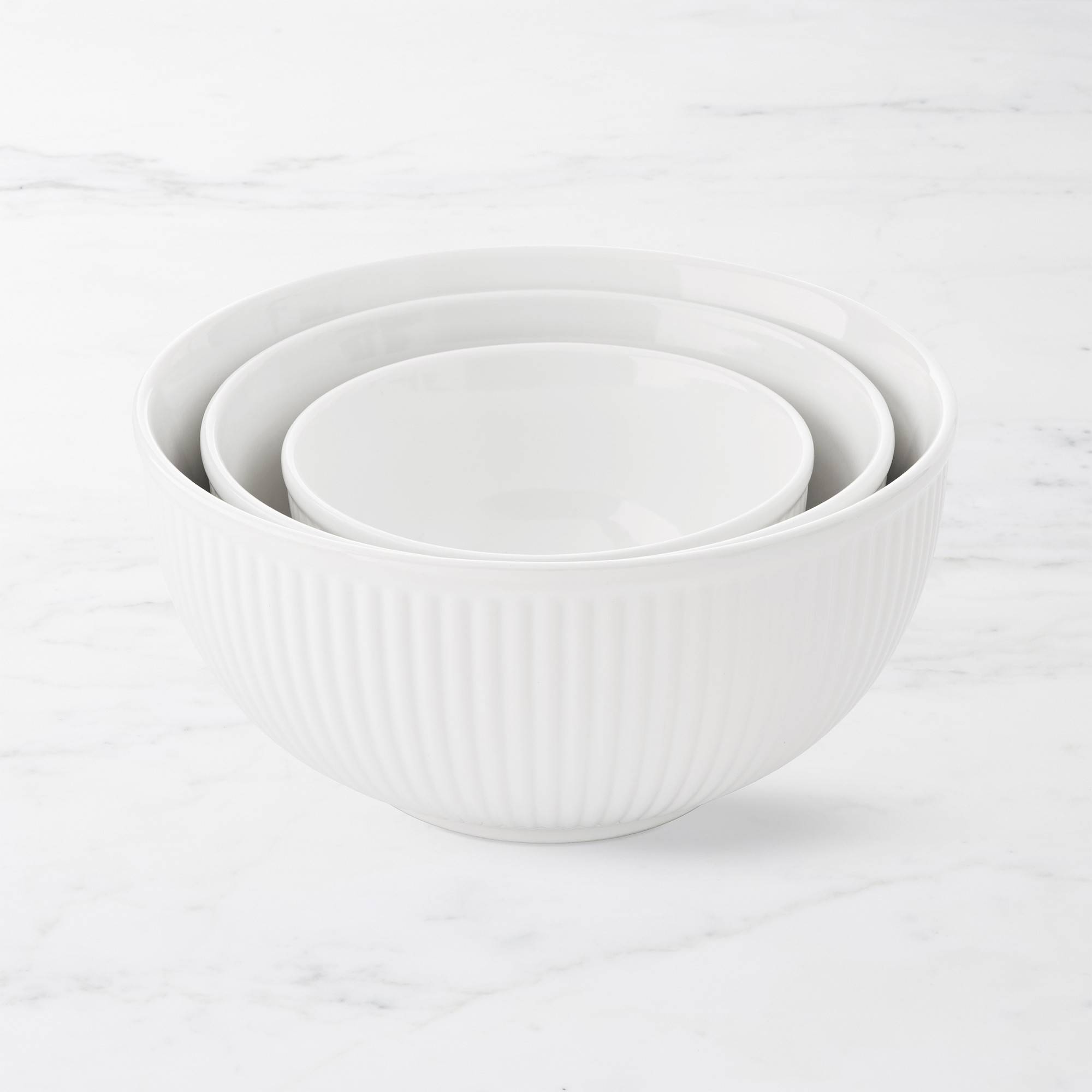 Ribbed Ceramic Mixing Bowls, Set of 3