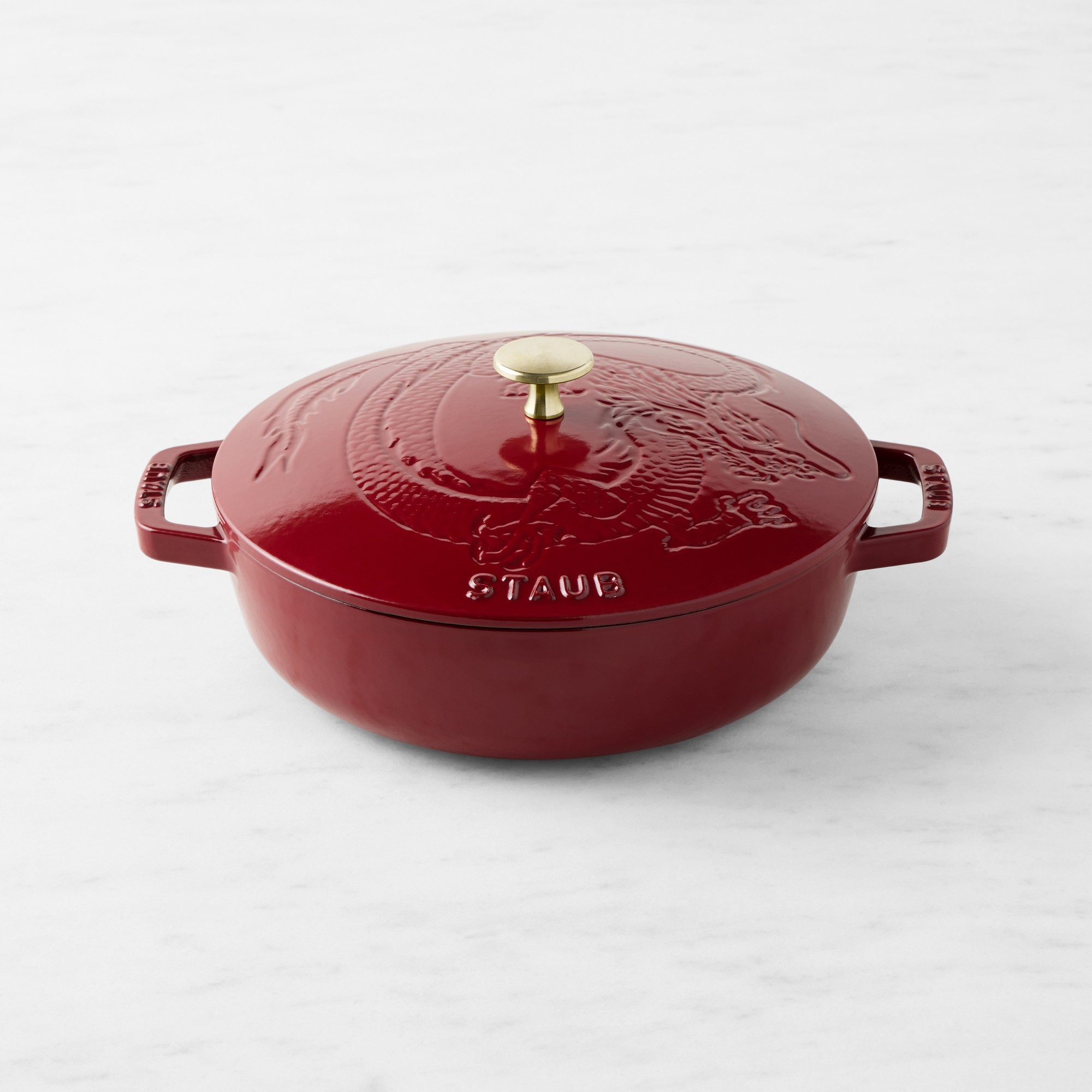 Staub Enameled Cast Iron Braiser with Dragon Lid, 2 1/2-Qt., Cranberry