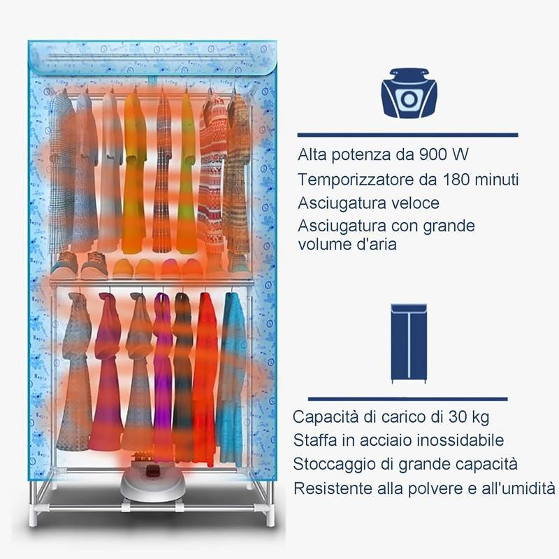 Asciugabiancheria box asciuga biancheria 1000w con timer ciclo rapido asciugatura[Classe di efficienza energetica A++]