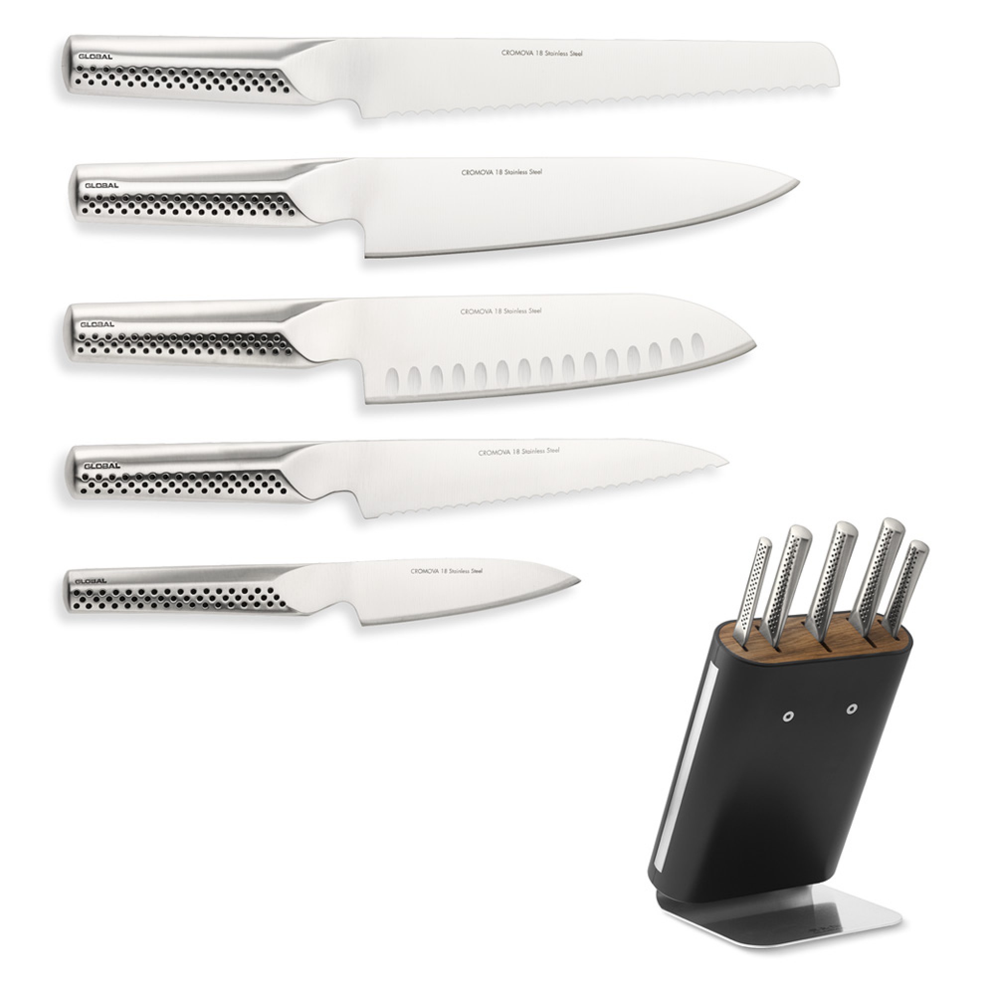 Global Ukon Block Knives, Set of 6