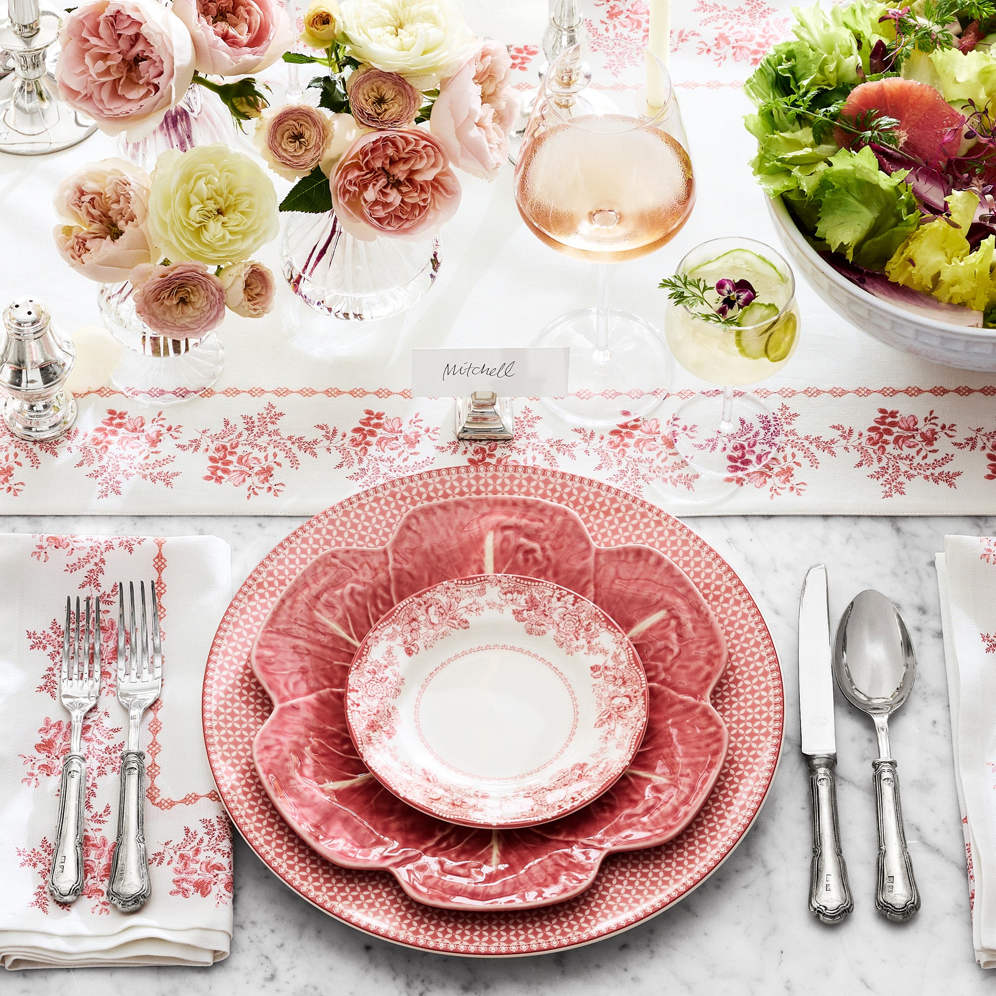 English Floral Appetizer Plates, Set of 4