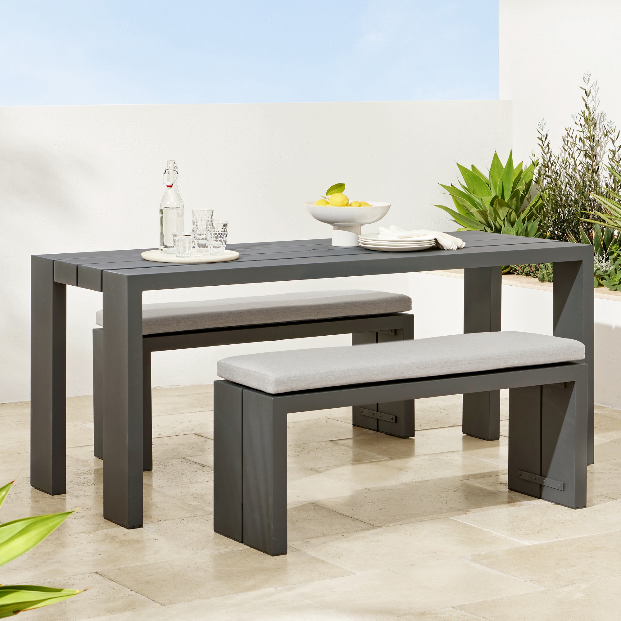 Larnaca Outdoor Metal Dining Bench (46-65)