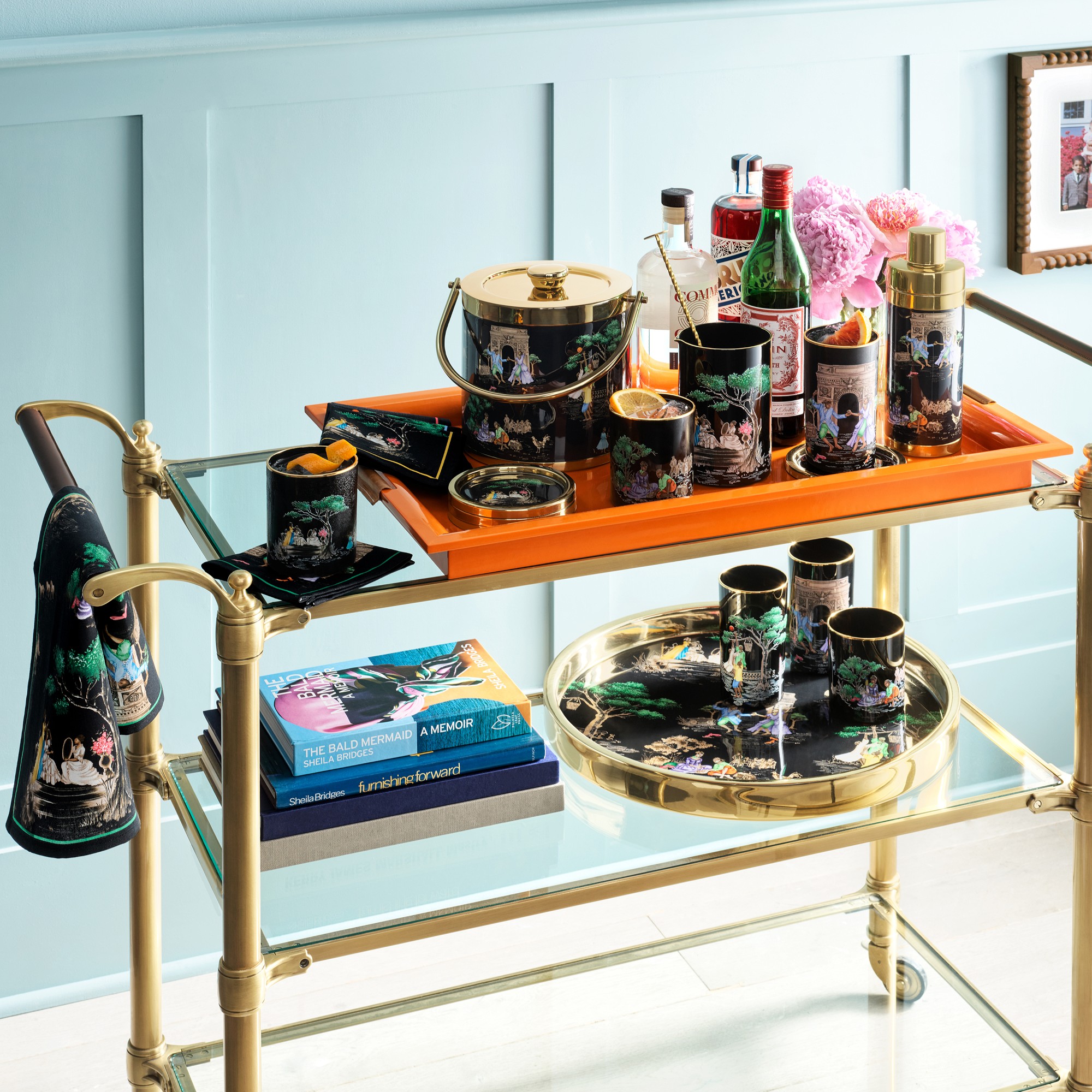 Sheila Bridges x Williams Sonoma Harlem Toile Double-Old Fashioned Glasses, Set of 2