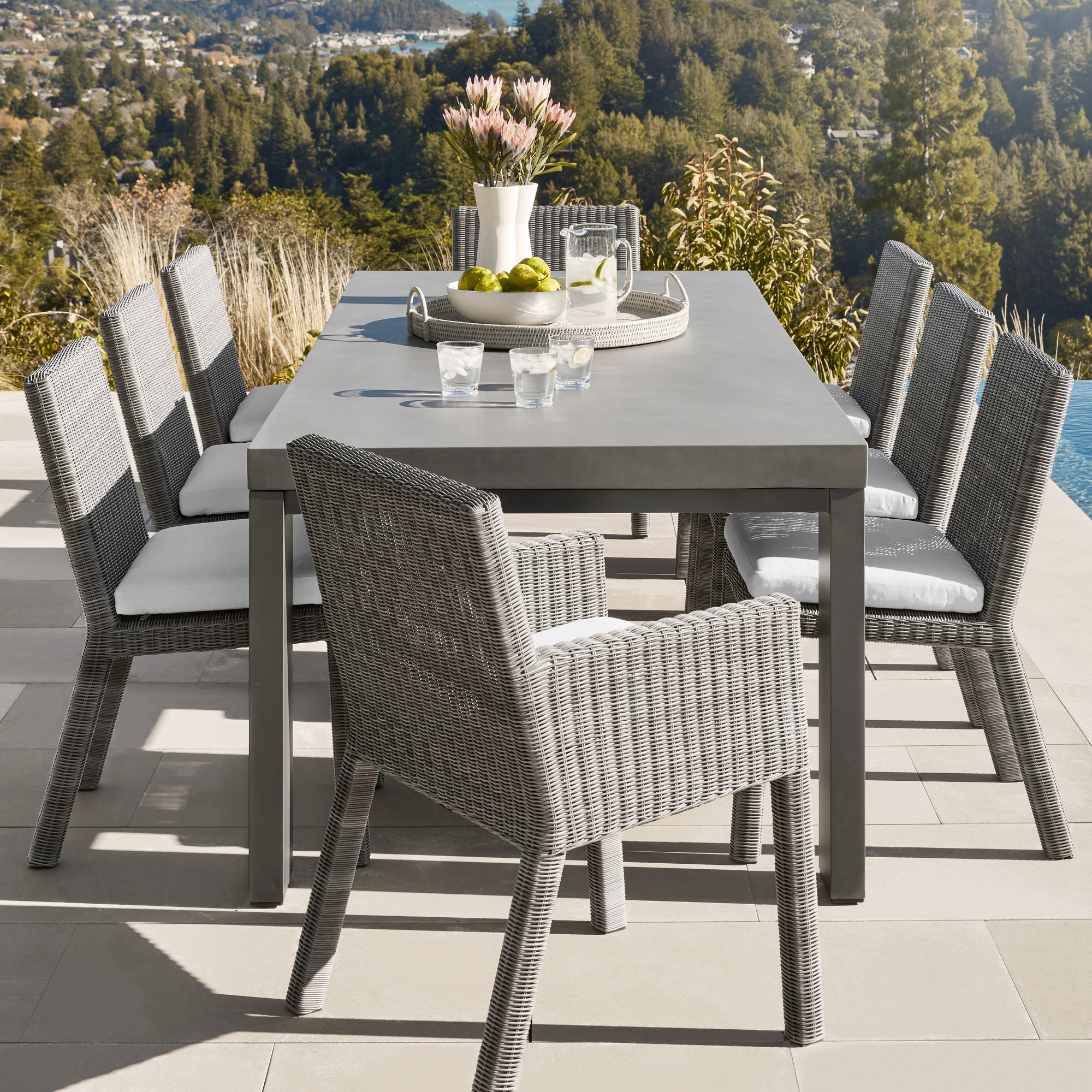 Larnaca Outdoor Slate Grey Metal Fiberstone Dining Table (96-108)