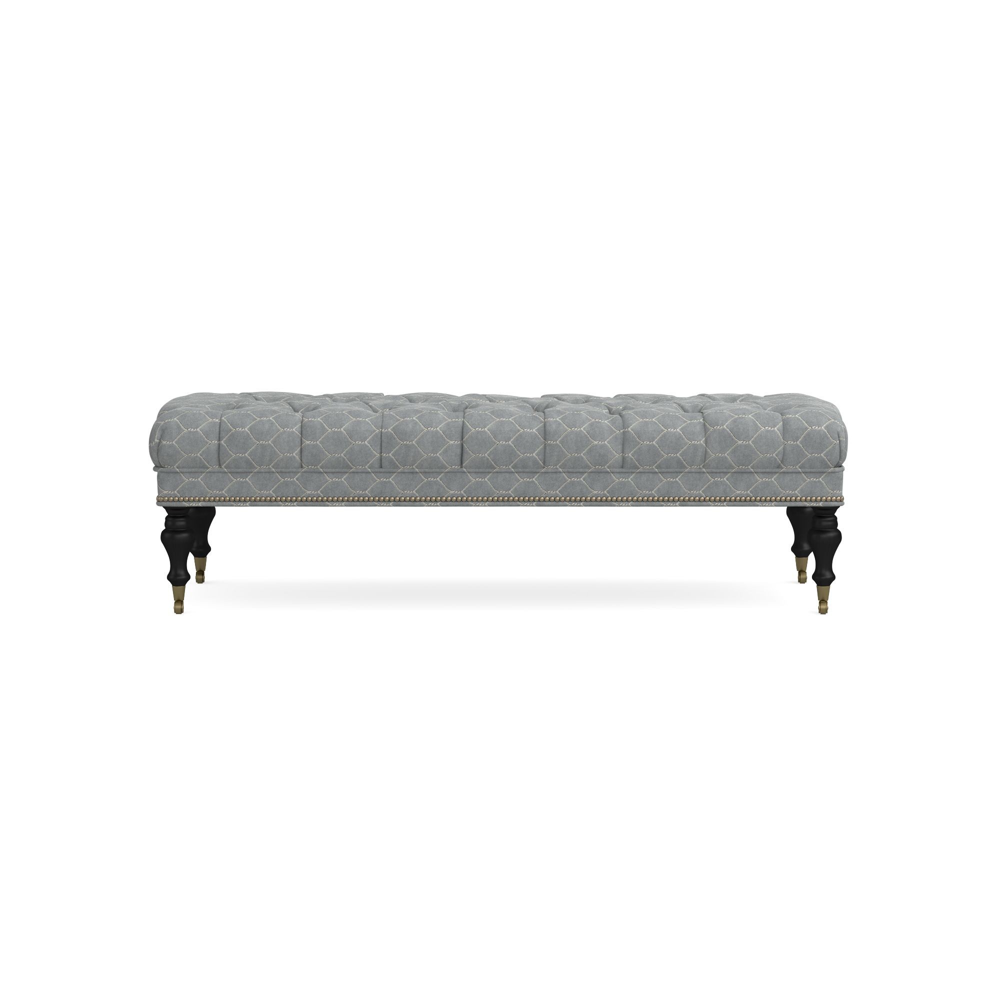 Sanderson x Giles Deacon Fairfax Bench Ottoman, Turned Leg with Tufted Top (26-61)