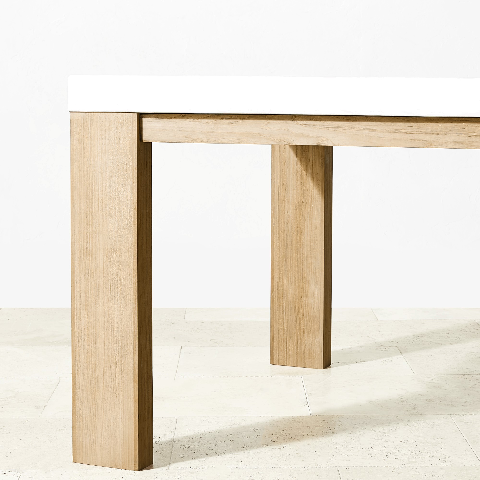 Larnaca Fiberstone Dining Table & Teak Dining Chairs (96-108)