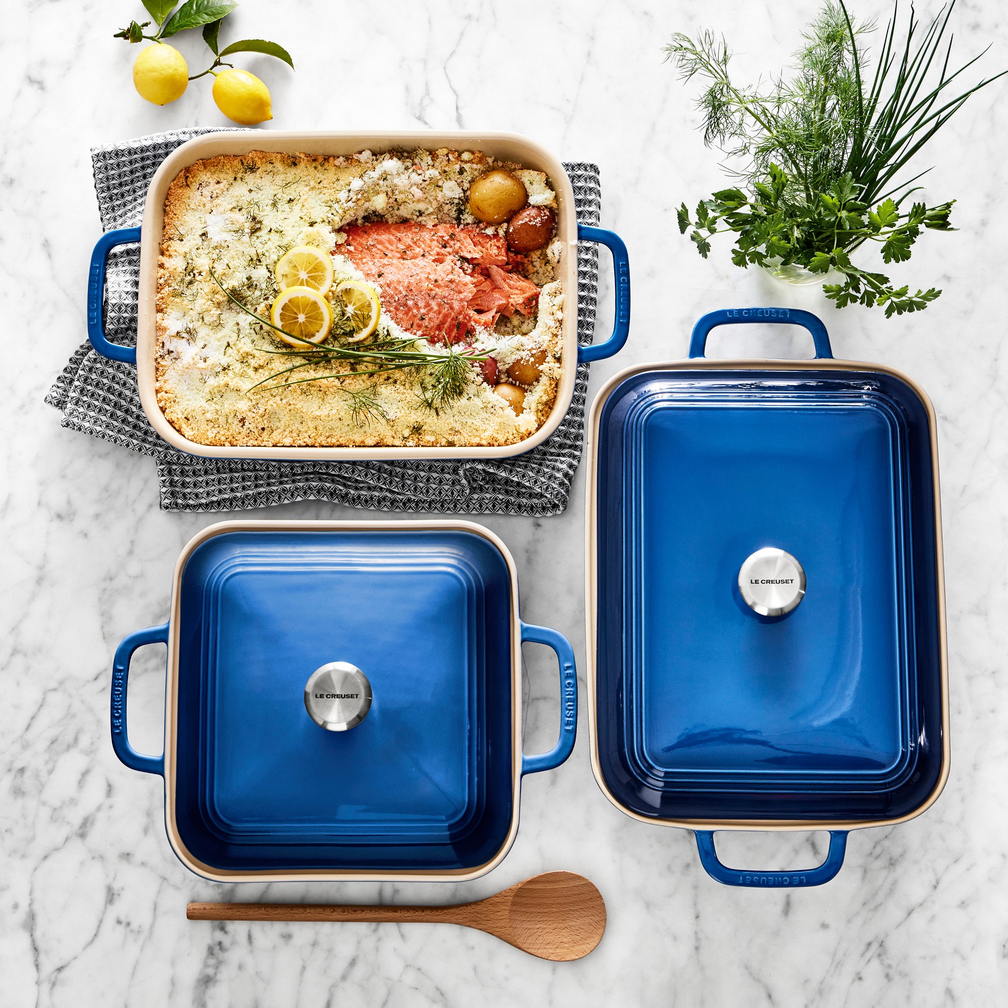 Le Creuset San Francisco Stoneware Square Covered Baker, 3-Qt.