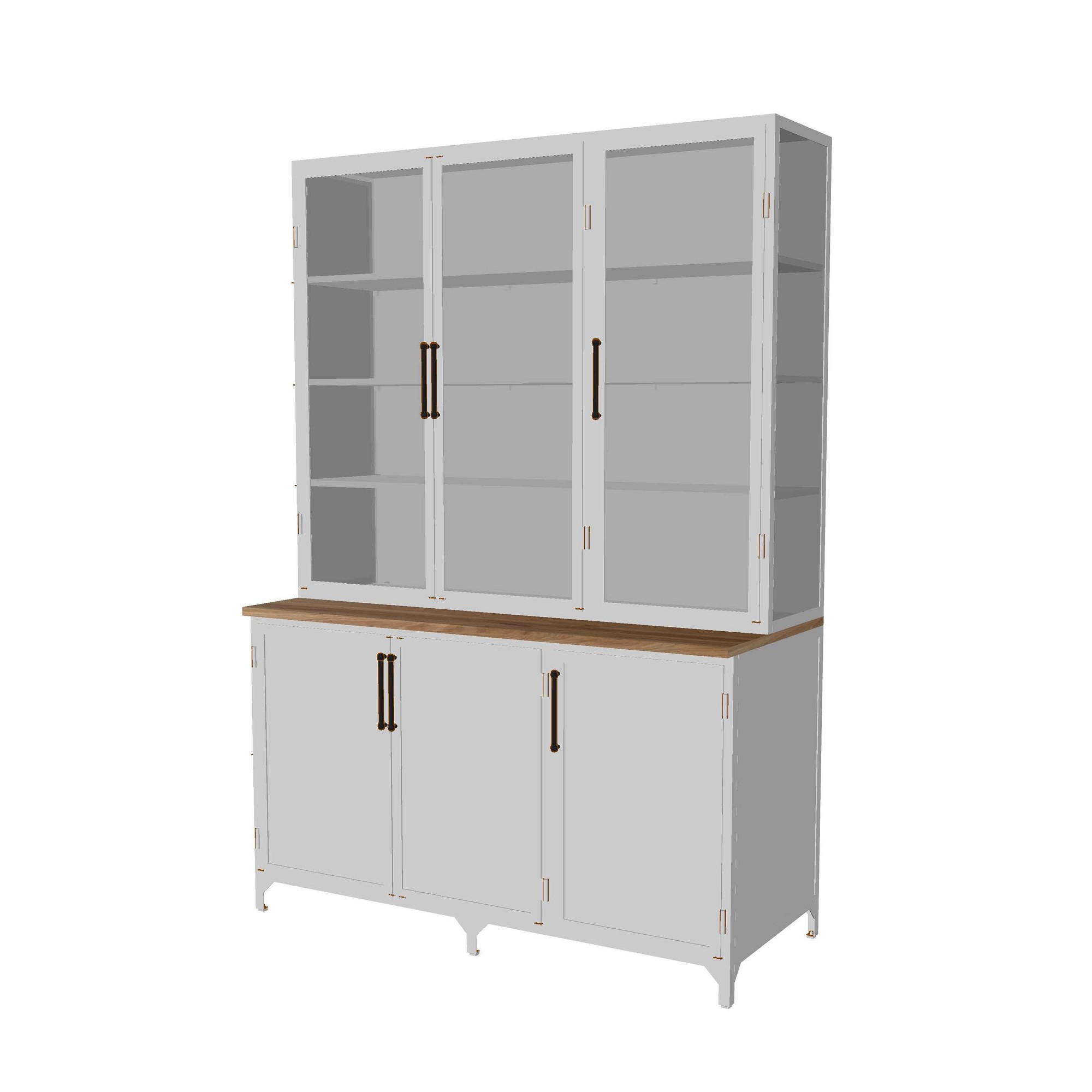 Colt 3- Door Glass Storage Cabinet with Counter (60)