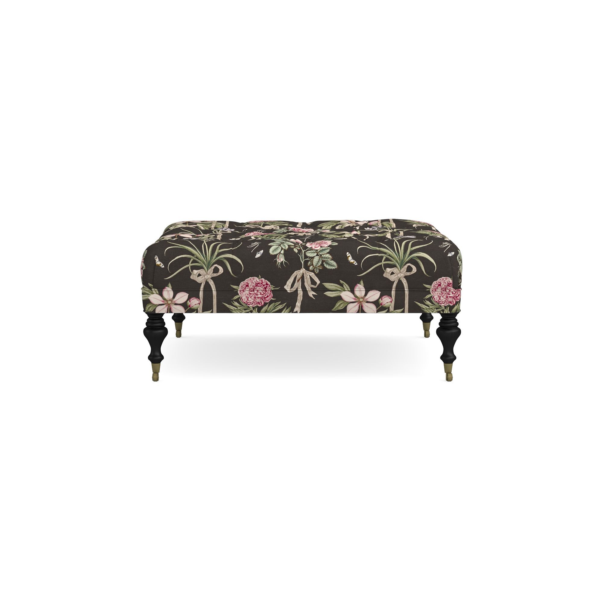 Sanderson x Giles Deacon Fairfax Bench Ottoman, Turned Leg with Tufted Top (26-61)