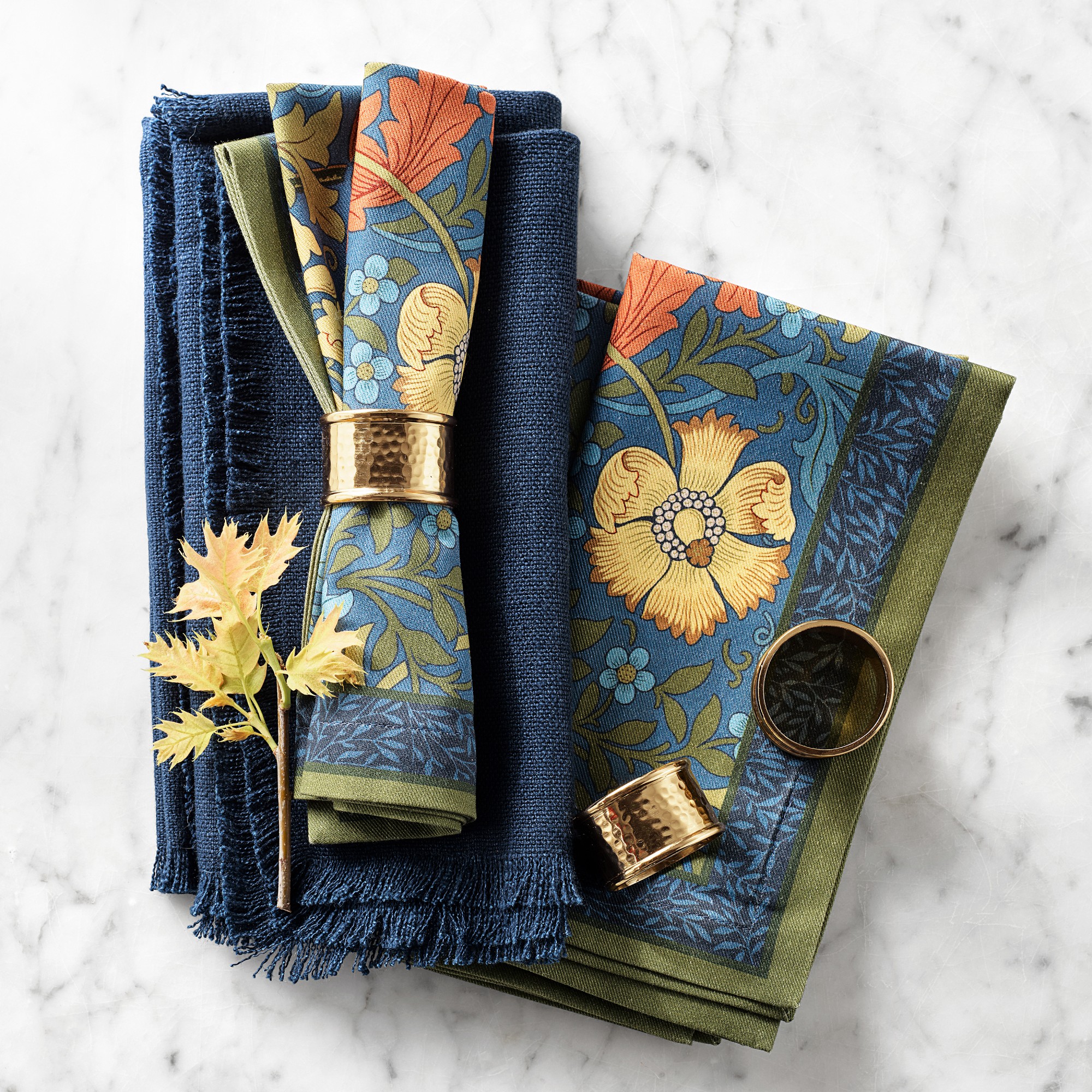 Antique Brass Napkin Rings, Set of 4