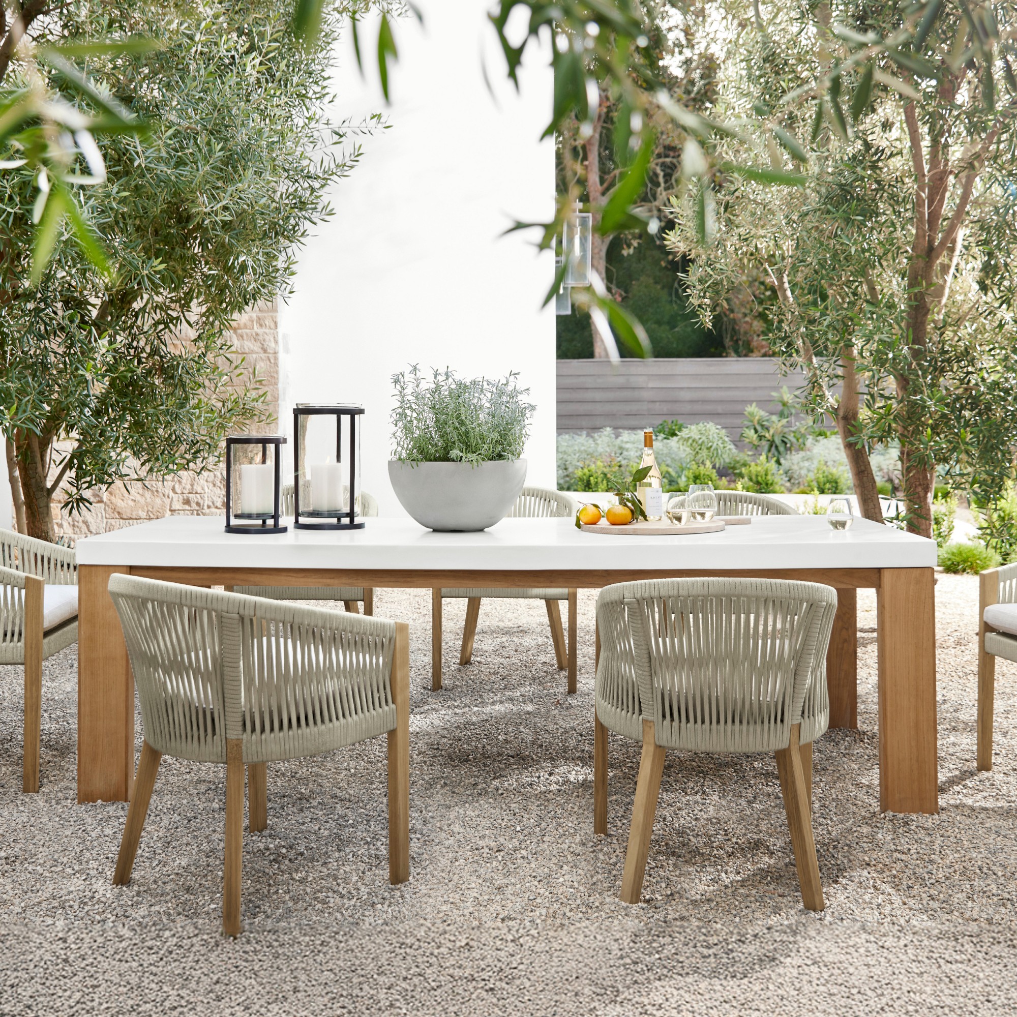 Larnaca Outdoor Teak Fiberstone Dining Table (96-108)