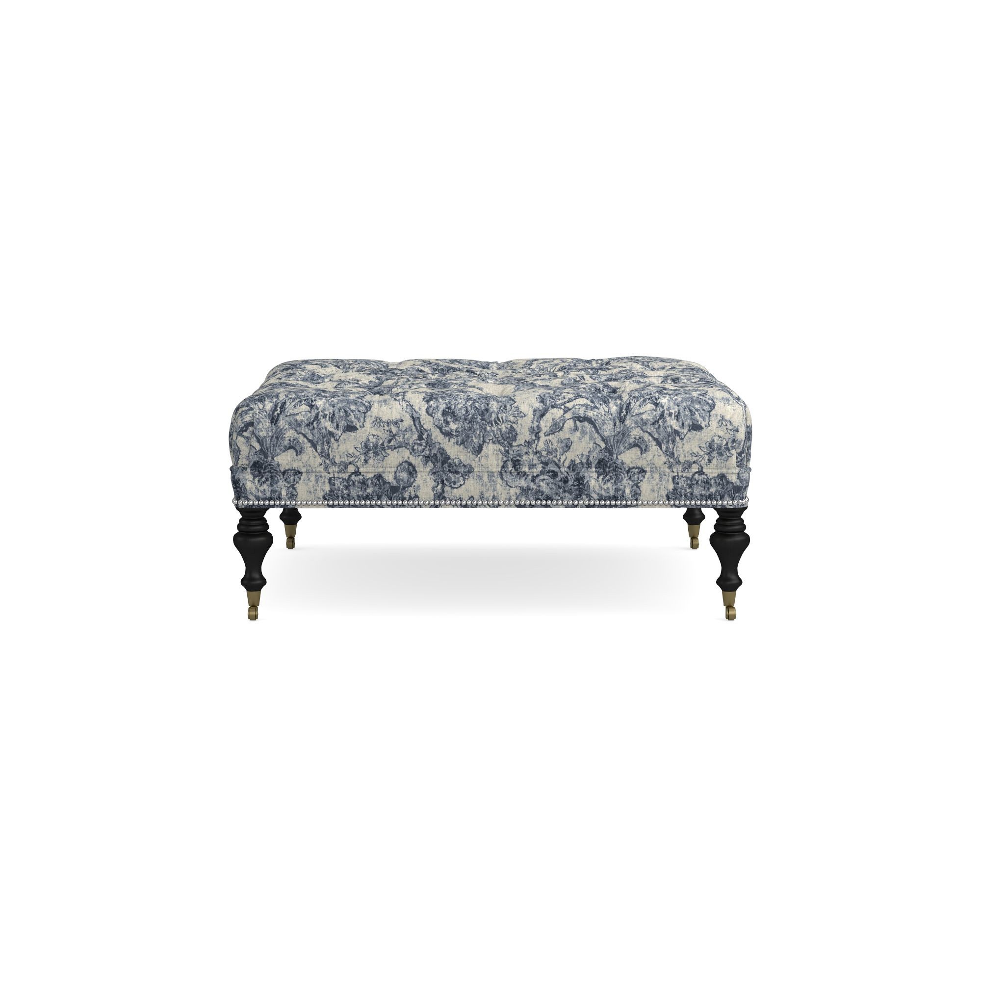 Sanderson x Giles Deacon Fairfax Bench Ottoman, Turned Leg with Tufted Top (26-61)