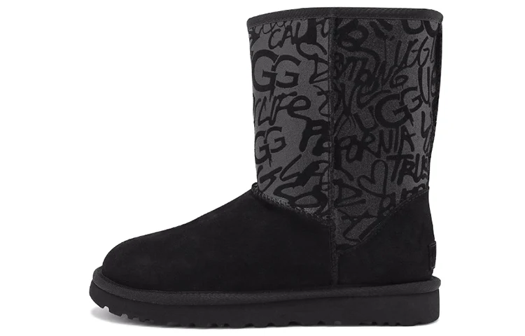 (WMNS) UGG Classic Short Sparkle Graffiti 1107035-BLK