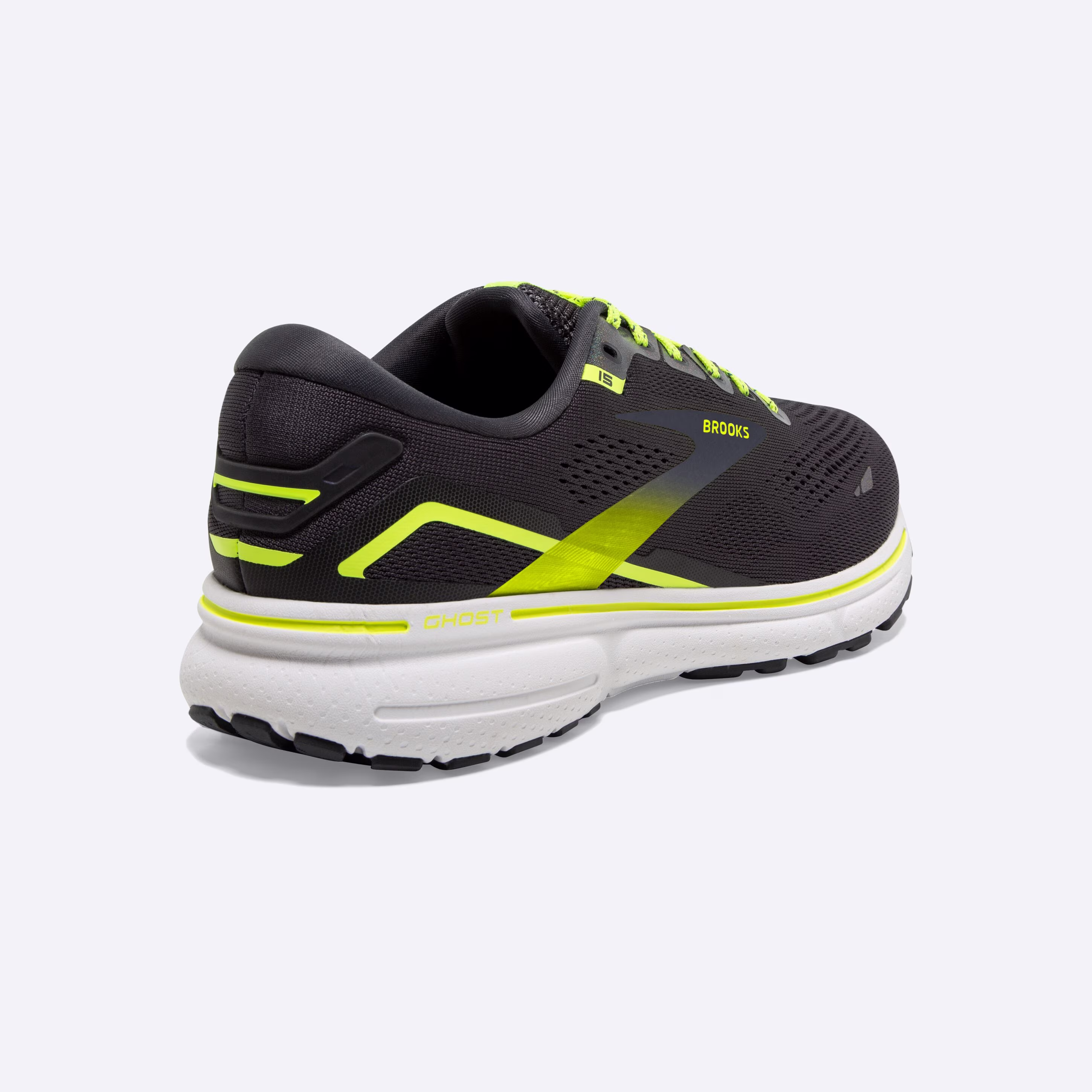 Men's Brooks, Ghost 15 Neutral Running Shoe -- Ebony/White/Nightlife