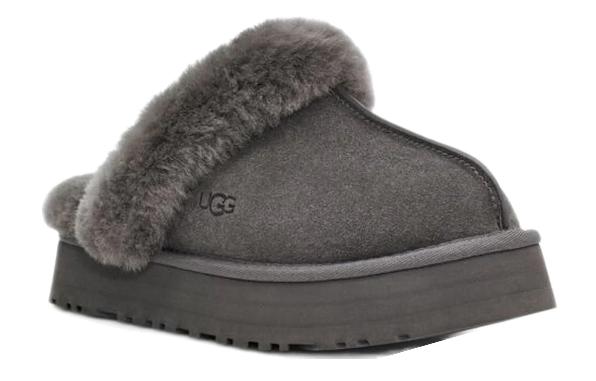 (WMNS) UGG Disquette Fluff Gray Slippers 1122550-CHRC