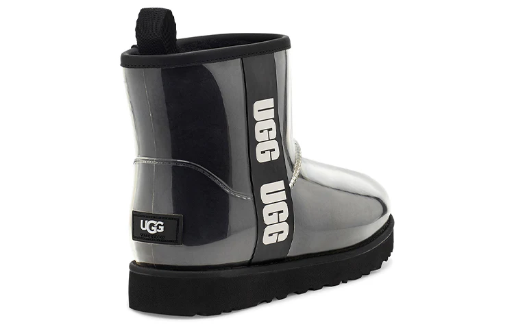 (WMNS) UGG Classic Clear Mini Large LOGO Fleece Lined Black 1113190-BLK