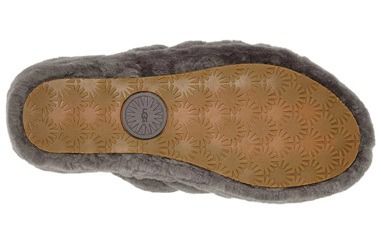(WMNS) UGG Fluff Yeah Slide Thick Sole Gray Slippers 1095119-CHRC