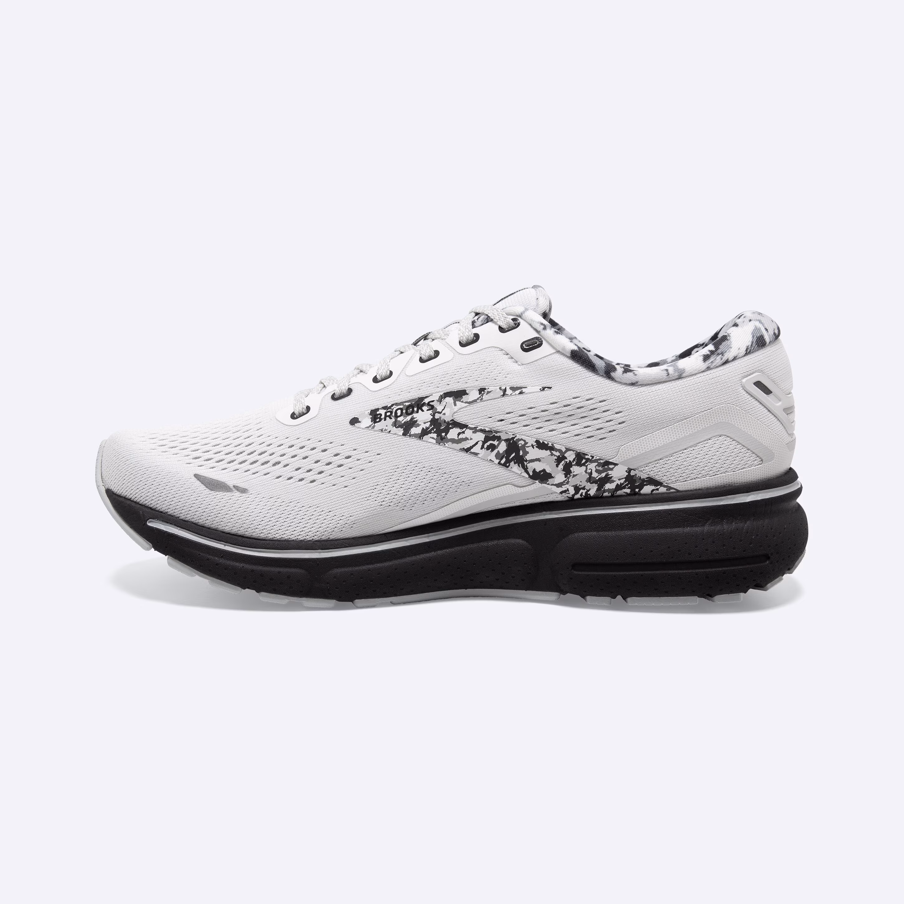 Men's Brooks, Ghost 15 Neutral Running Shoe -- White/Ebony/Oyster
