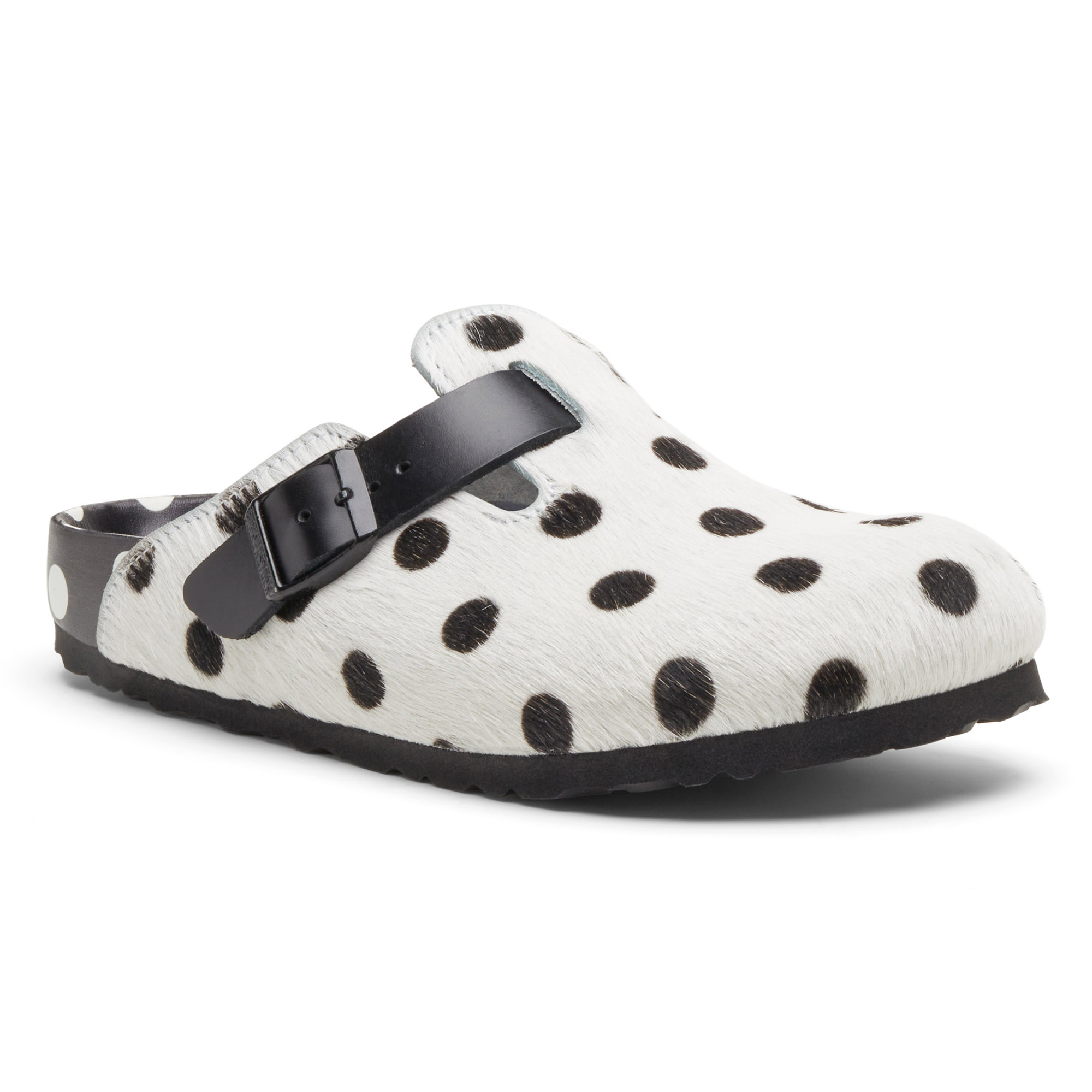 Manolo Blahnik Boston Fur - Polka Dots White Black4-4.5