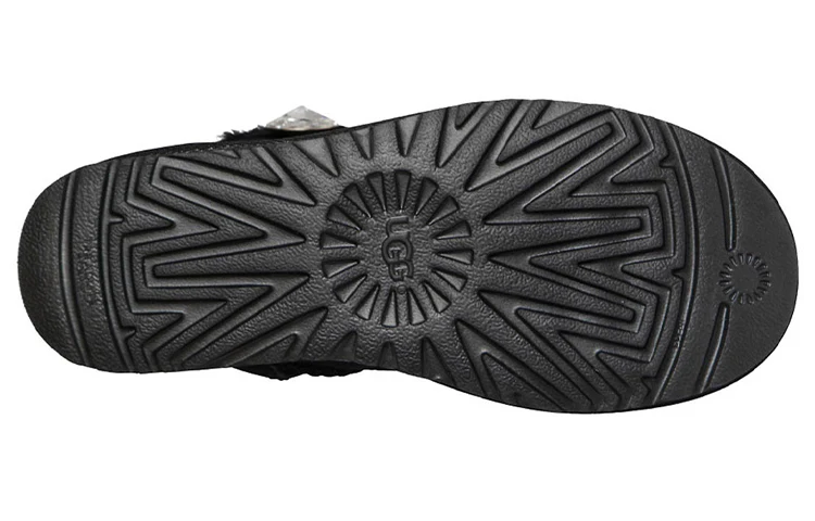 (WMNS) UGG Mini Bailey Button Bling Fleece Lined 'Black White' 1016554-BLK