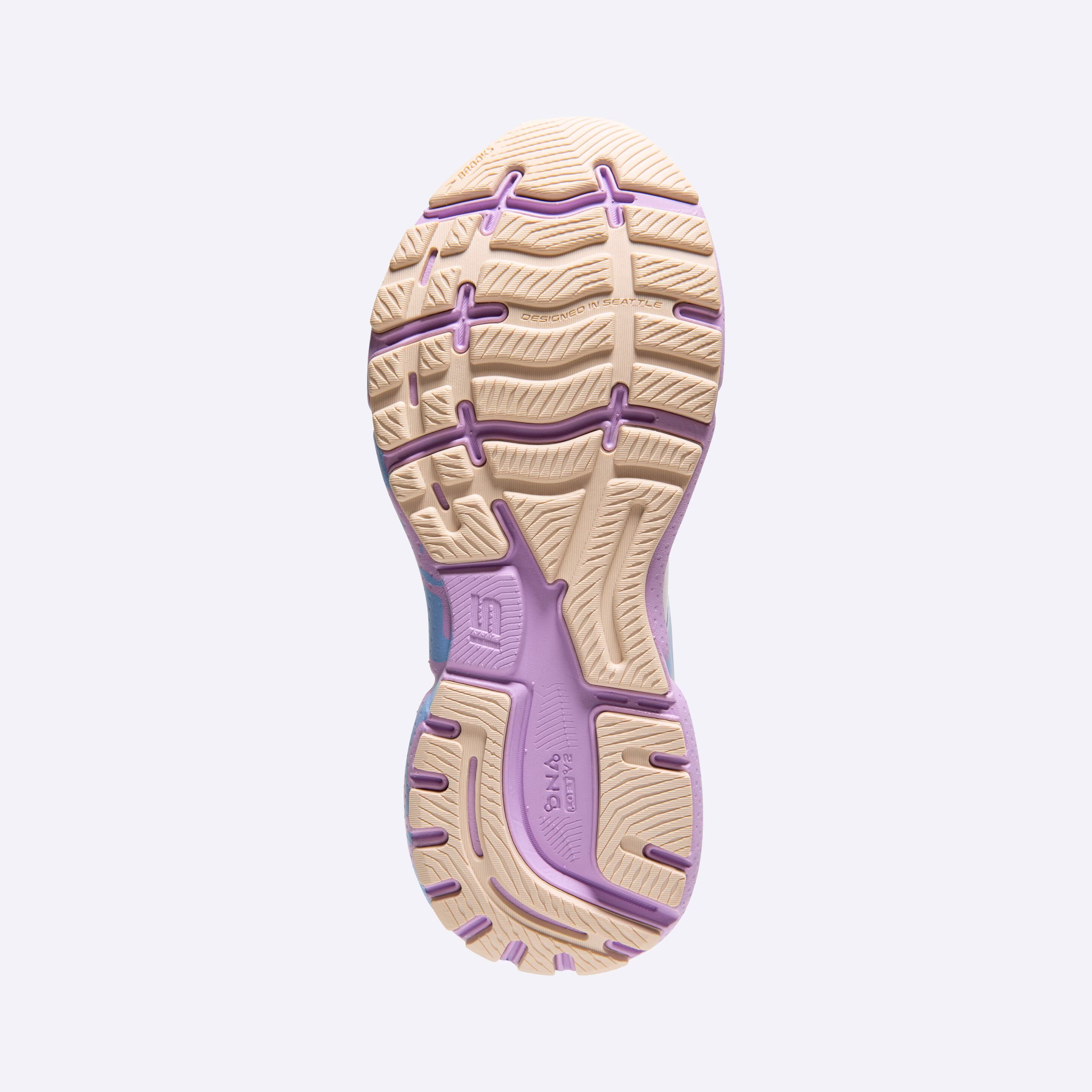 Women's Brooks, Ghost 15 Neutral Running Shoe -- White/Vista/Lavendula