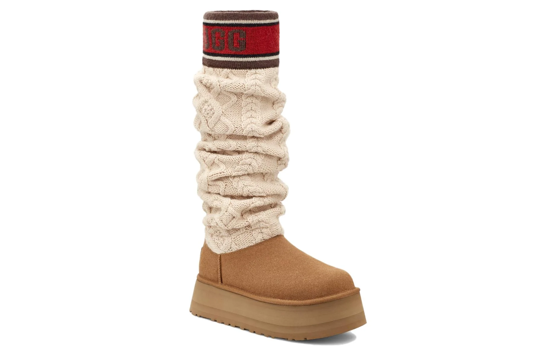 (WMNS) UGG Classic Sweater Letter Tall 'Chestnut' 1144044-CHE