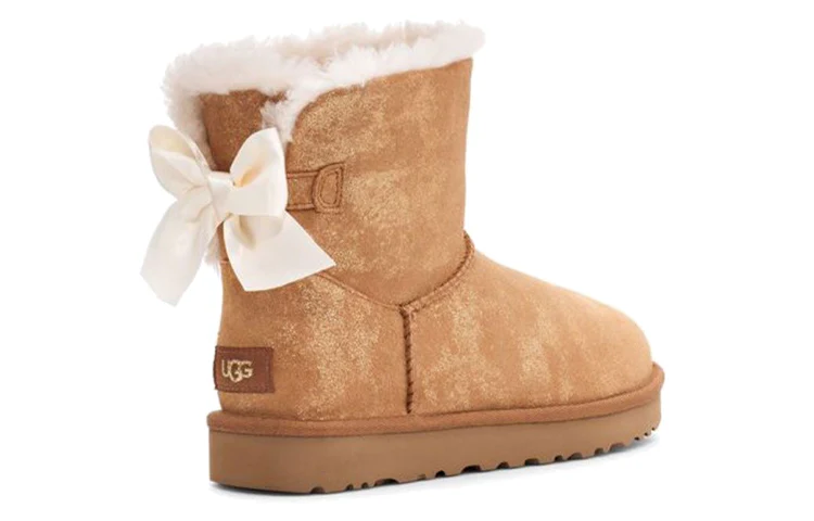 (WMNS) UGG Mini Bailey Bow Glimmer Chestnut 1125795-CHE