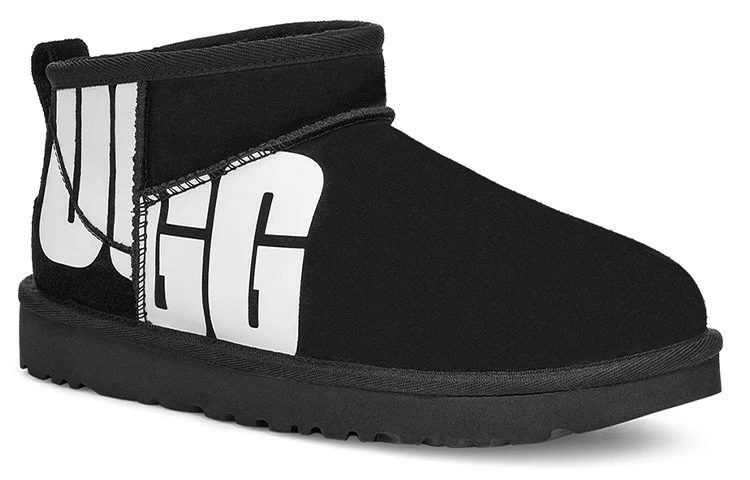 (WMNS) UGG Classic Ultra Mini Broken Logo 'Black White' 1126373-BLK