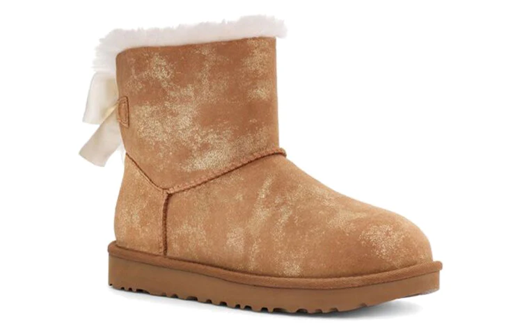 (WMNS) UGG Mini Bailey Bow Glimmer Chestnut 1125795-CHE