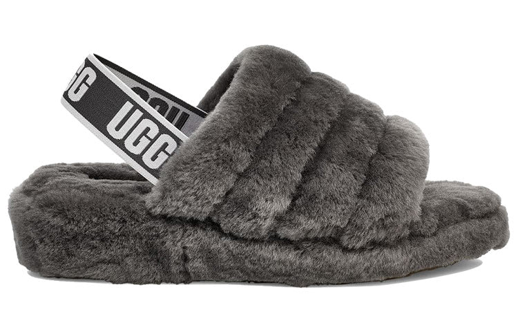 (WMNS) UGG Fluff Yeah Slide Thick Sole Gray Slippers 1095119-CHRC
