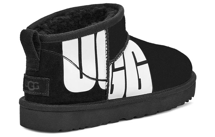 (WMNS) UGG Classic Ultra Mini Broken Logo 'Black White' 1126373-BLK