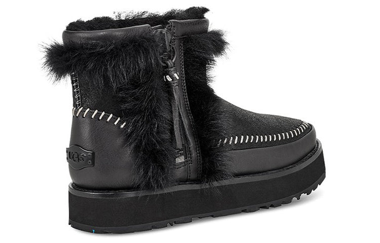 (WMNS) UGG Fluff Punk Boot Fleece Lined Black 1102950-BLK