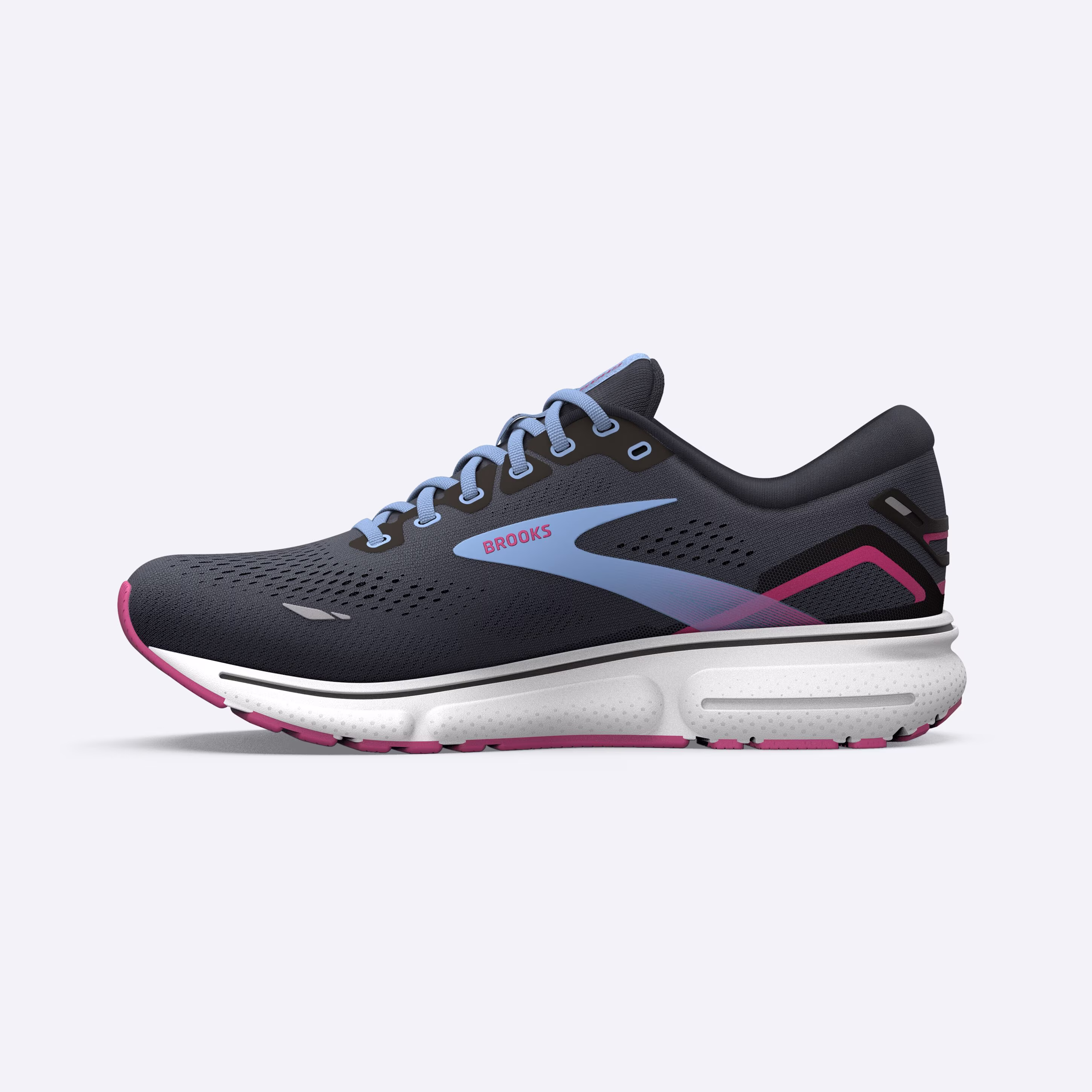 Men's Brooks, Ghost 15 Neutral Running Shoe -- Ebony/Open Air/Lilac Rose