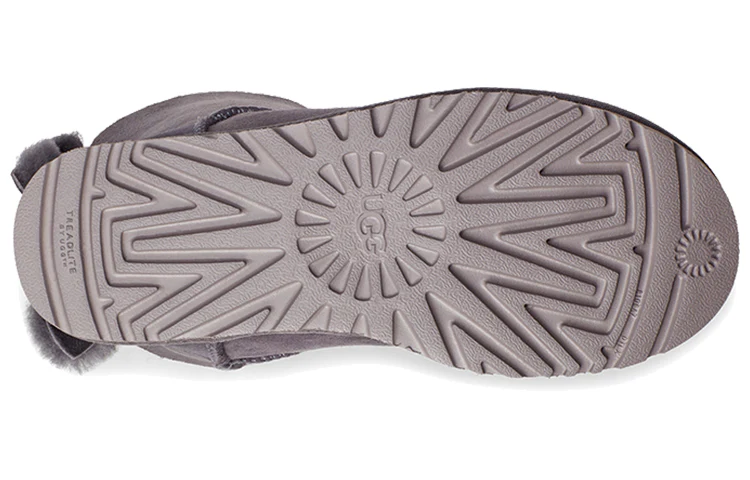 (WMNS) UGG Classic Short Cuffed Bow Fleece Lined Purple Gray 1112501-NHT