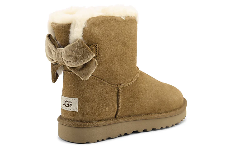 (WMNS) UGG Mini Bailey Bow Velvet Ribbon 2.0 'Chestnut Brown' 1118975-CHE