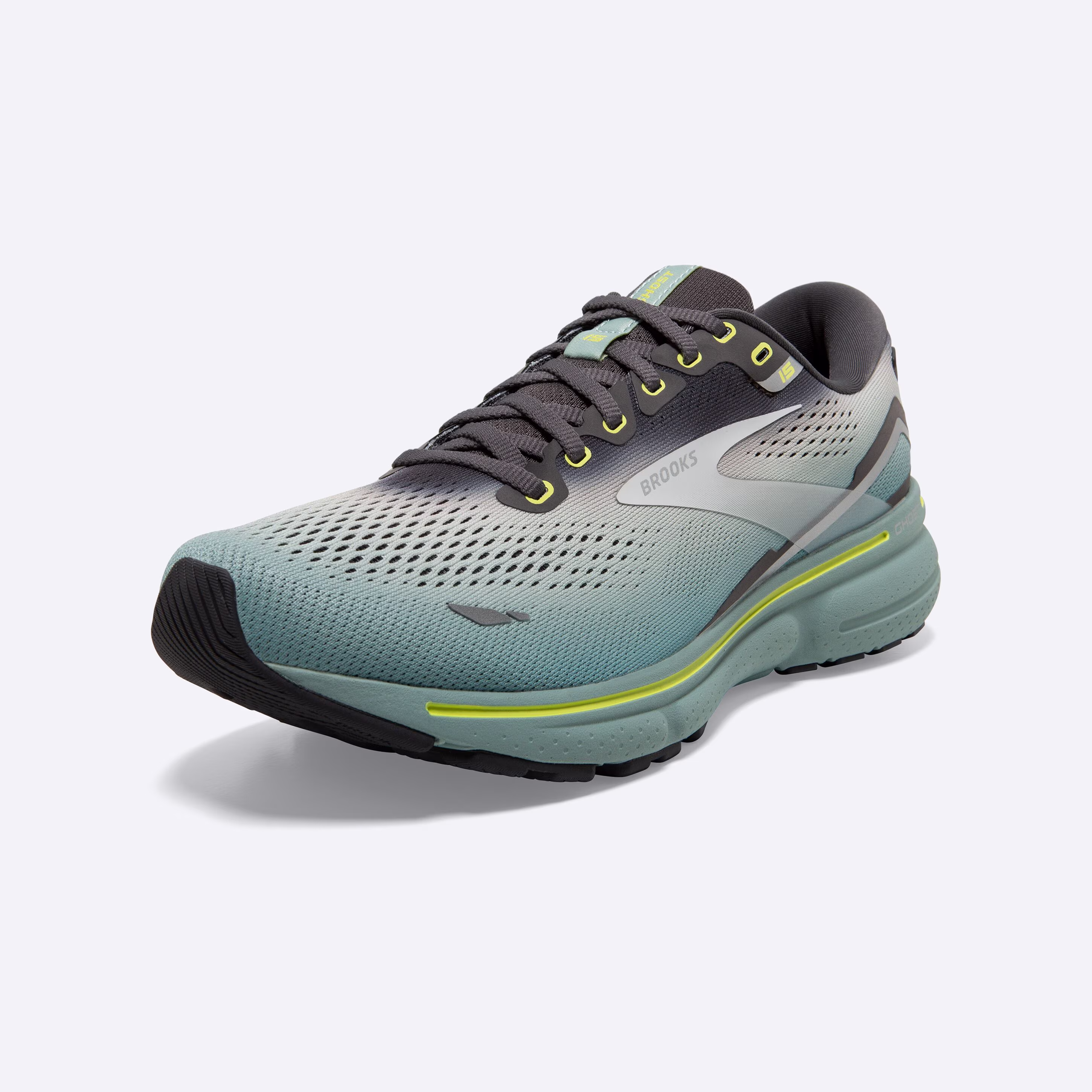 Men's Brooks, Ghost 15 Neutral Running Shoe -- Grey/Oyster/Cloud Blue