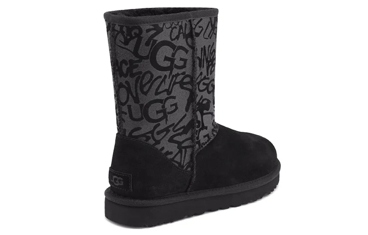 (WMNS) UGG Classic Short Sparkle Graffiti 1107035-BLK
