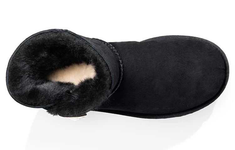 (WMNS) UGG Mini Bailey Button Bling Fleece Lined 'Black White' 1016554-BLK