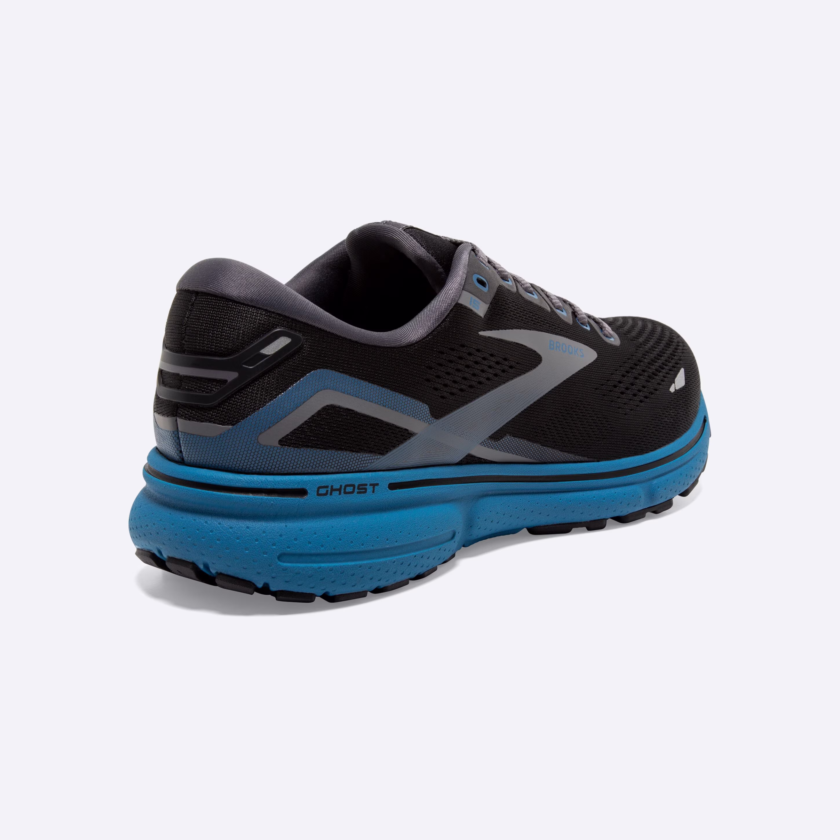 Men's Brooks, Ghost 15 Neutral Running Shoe -- Black/Blackened Pearl/Blue