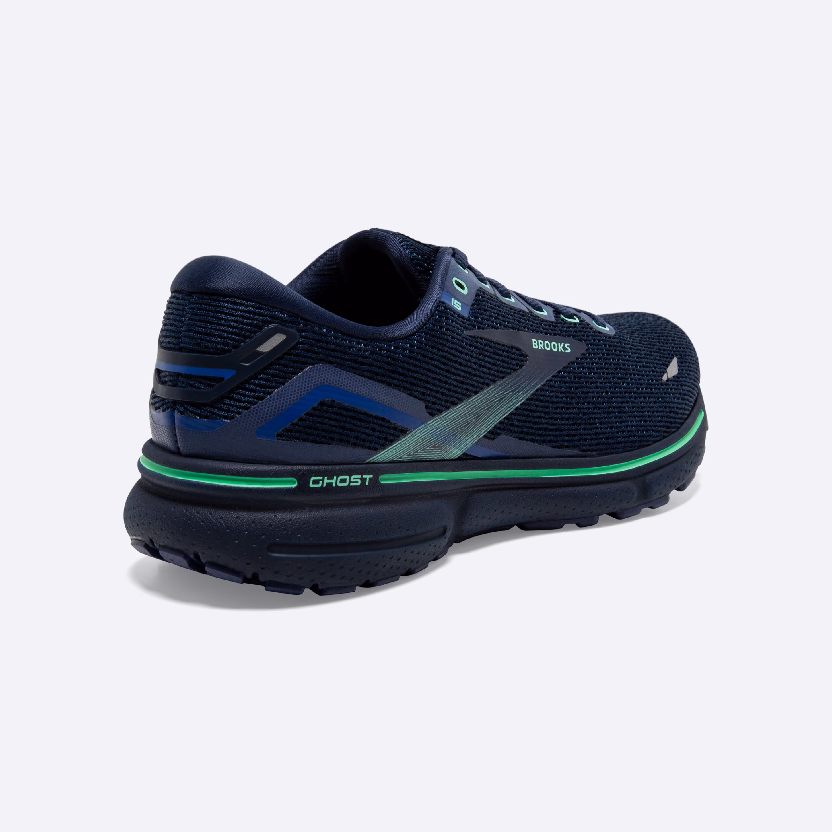 Men's Brooks, Ghost 15 Neutral Running Shoe -- Crown Blue/Black/Green