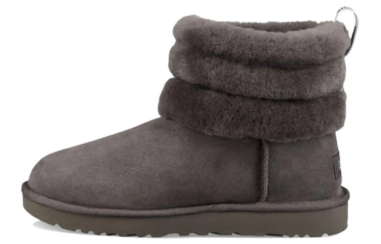(WMNS) UGG Classic Mini Fluff Quilted Boot Fleece Lined Gray Brown 1098533-CHRC