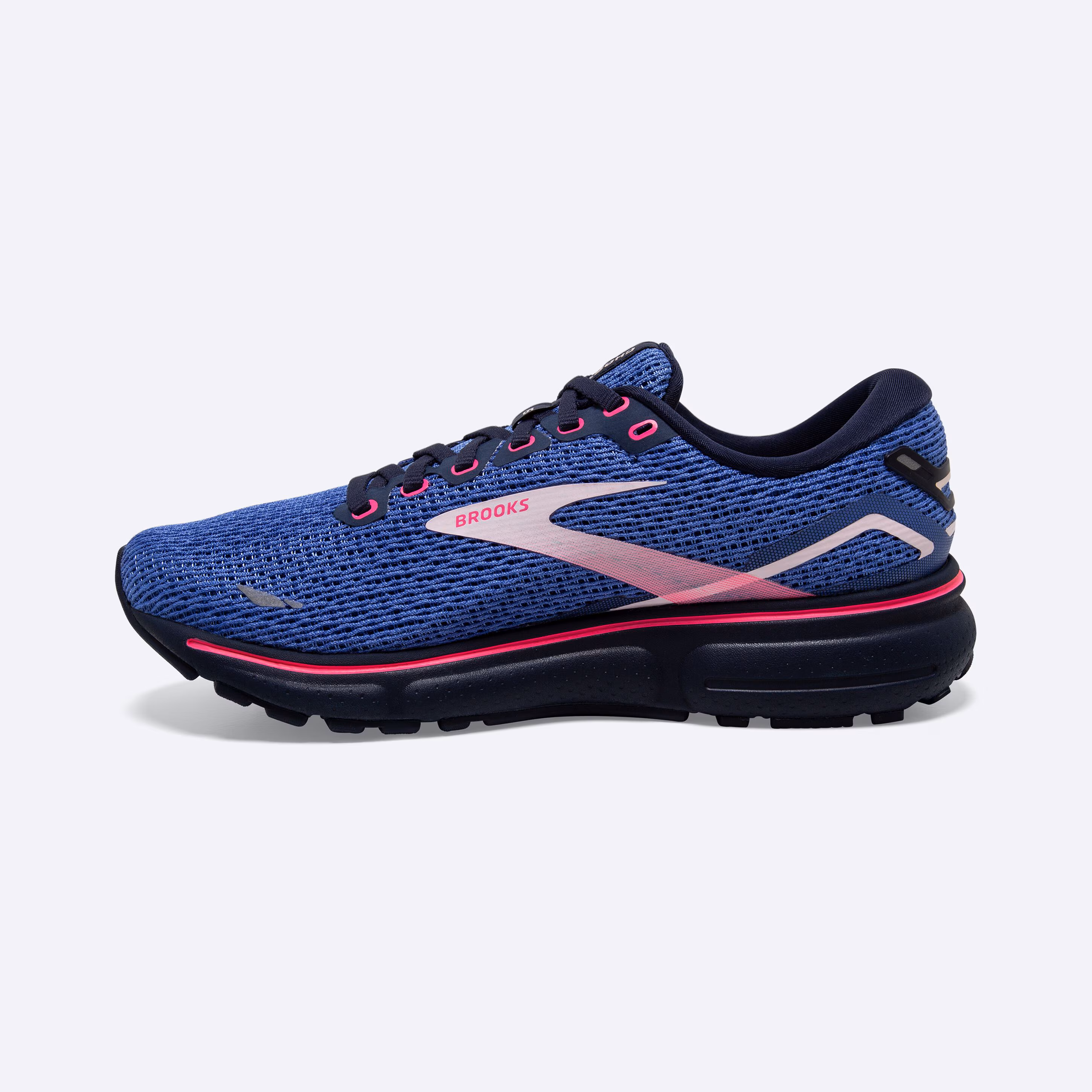 Women's Brooks, Ghost 15 Neutral Running Shoe -- Blue/Peacoat/Pink
