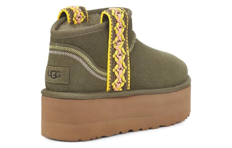 (WMNS) UGG Classic Ultra Mini Braid Plat 'Olive Green' 1138491-BTOL