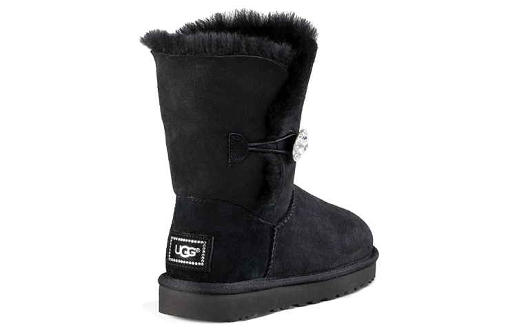 (WMNS) UGG Classic Bling Button Fleece Lined Black 1016553-BLK