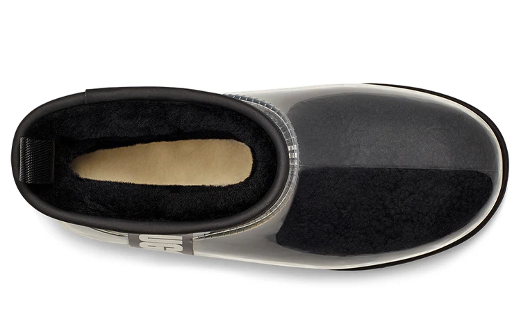 (WMNS) UGG Classic Clear Mini Large LOGO Fleece Lined Black 1113190-BLK