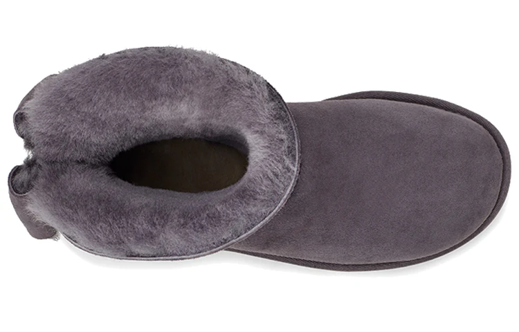 (WMNS) UGG Classic Short Cuffed Bow Fleece Lined Purple Gray 1112501-NHT