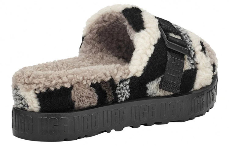 (WMNS) UGG Fluffita Cali Collage Slipper Beige Black 1118750-BKGY